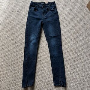 Massimo Dutti Dark Blue Slit Hem Jeans
